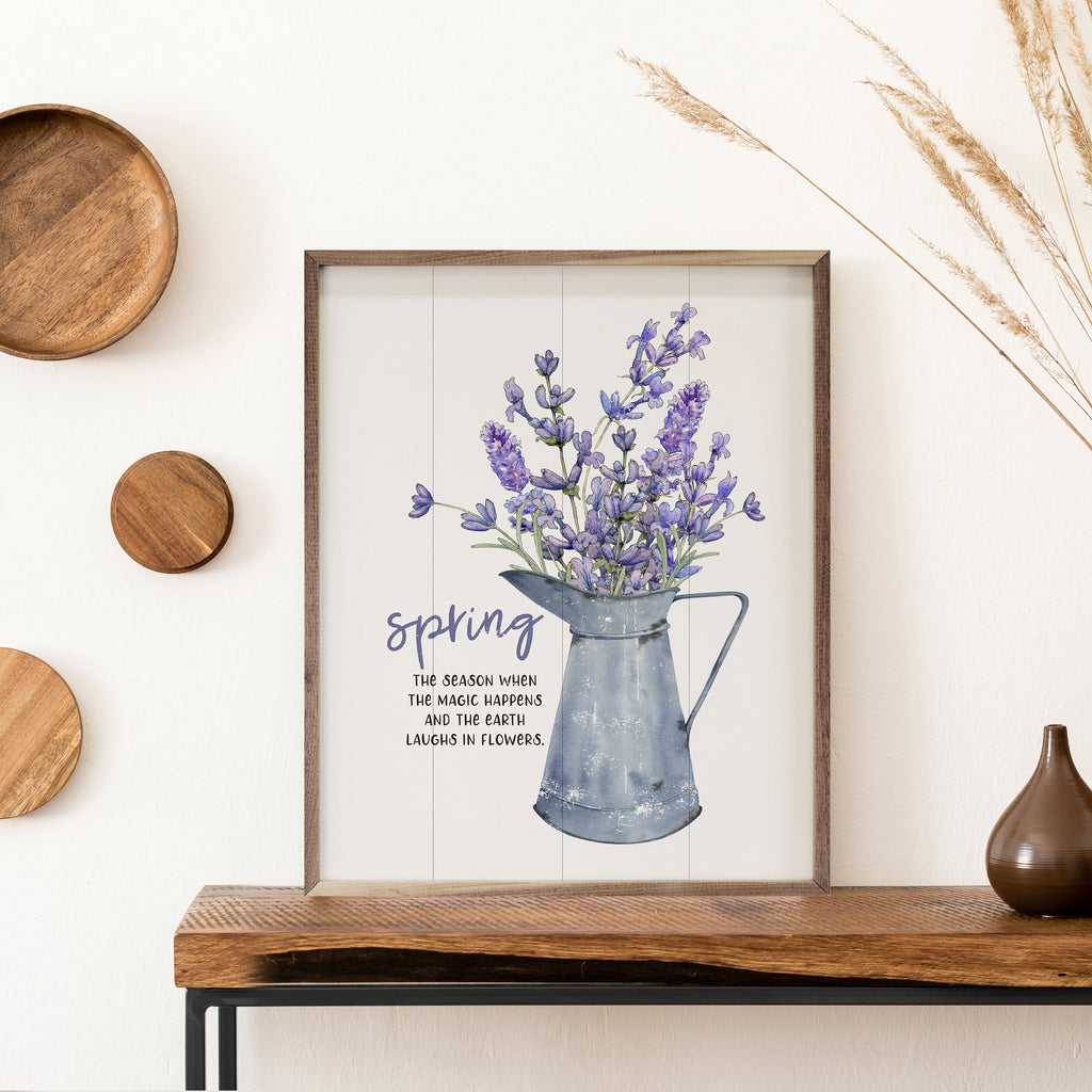 Spring Lavender In Metal Pitcher White 16x20 / White