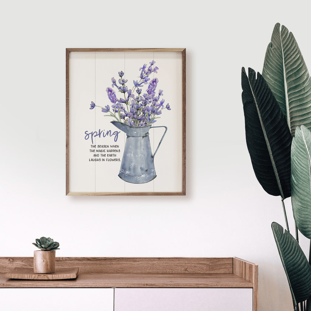 Spring Lavender In Metal Pitcher White 16x20 / White