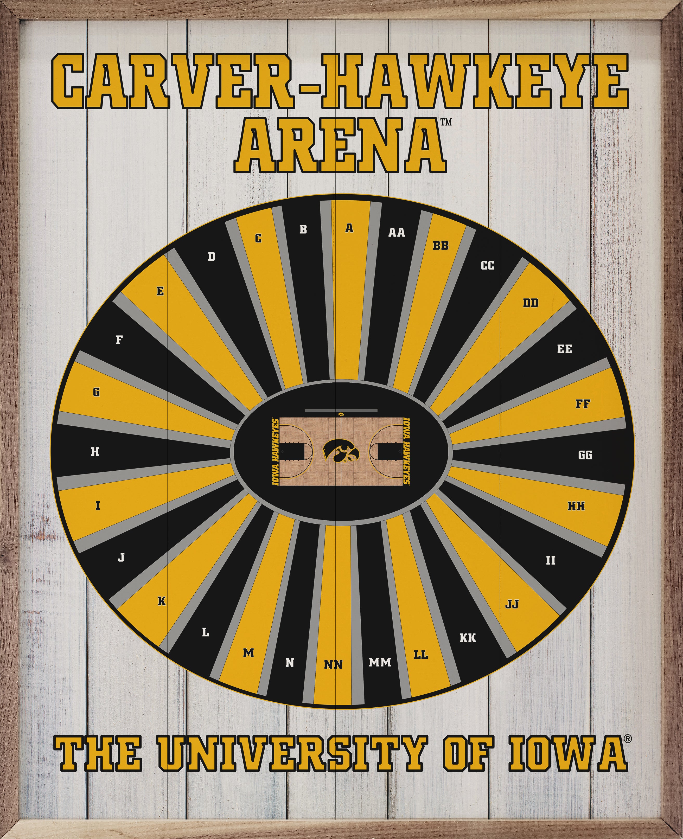 Stadium Seating Basketball Iowa Whitewash 16x20 / Whitewash