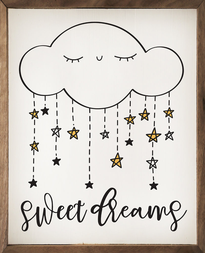 Sweet Dreams Cloud Stars White 16x20 / White
