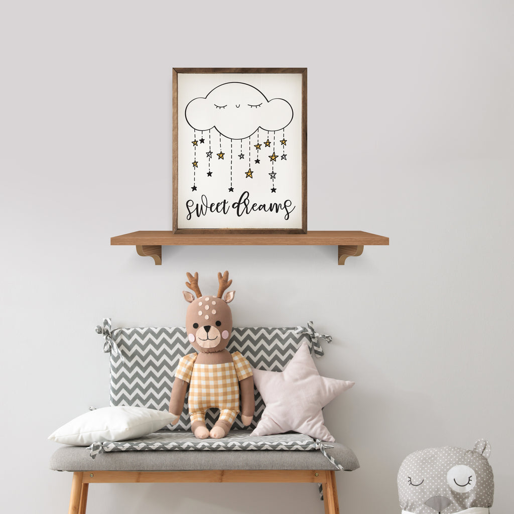 Sweet Dreams Cloud Stars White 16x20 / White