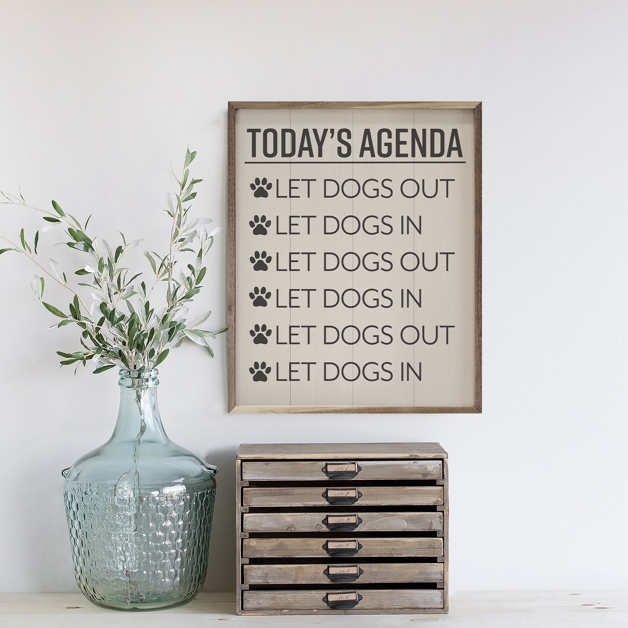 Today's Agenda Paws White 16x20 / White