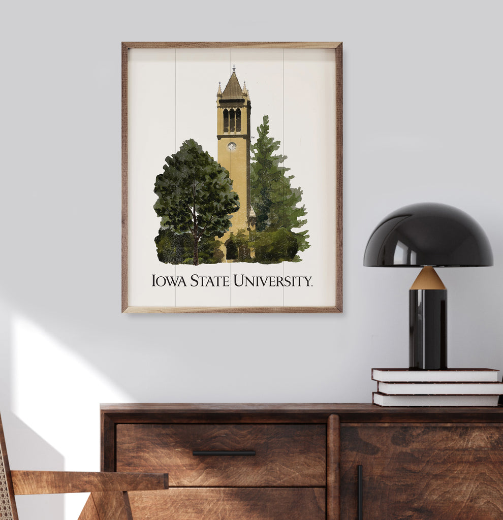 Watercolor Campanile Iowa State 16x20 / White
