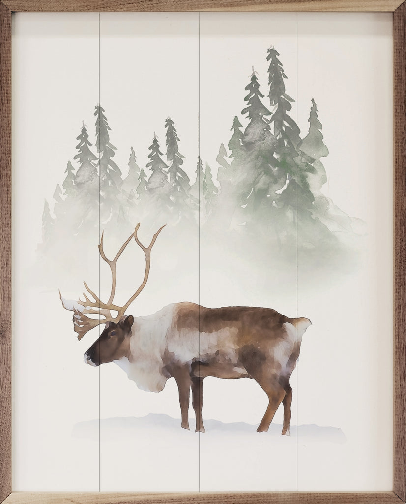 Watercolor Caribou 16x20 / White