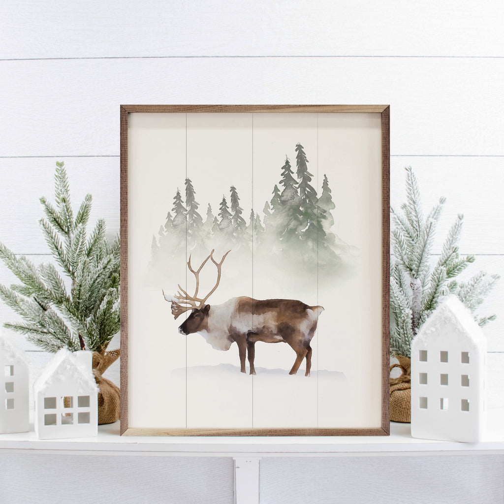 Watercolor Caribou 16x20 / White