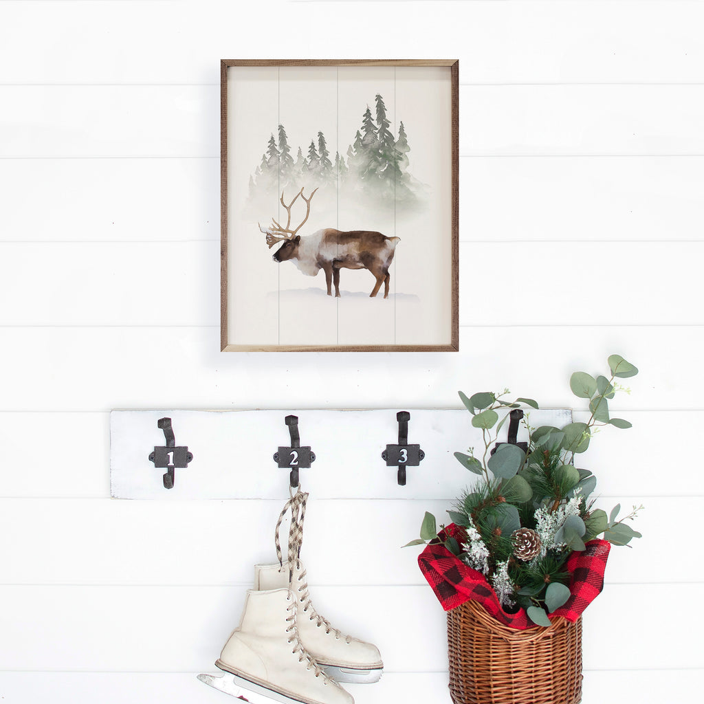 Watercolor Caribou 16x20 / White