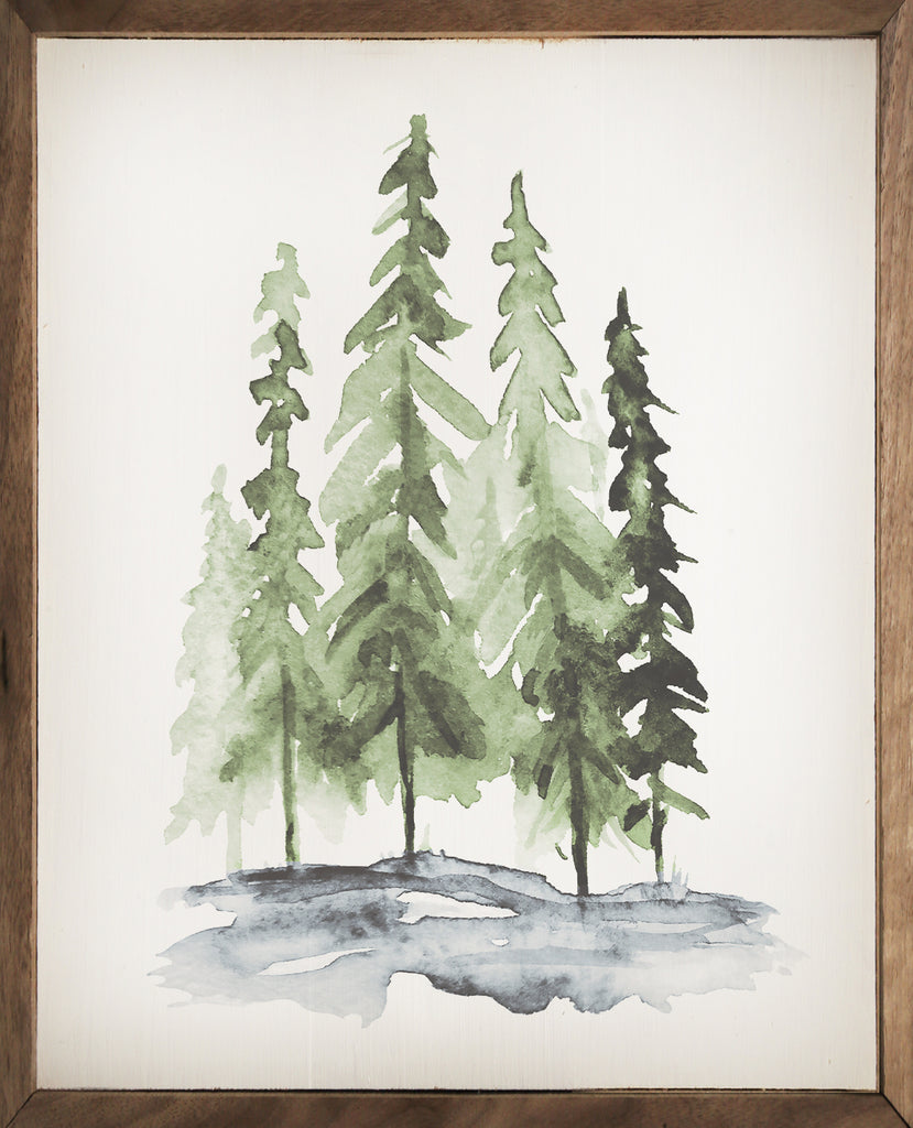 Watercolor Pines 16x20 / White