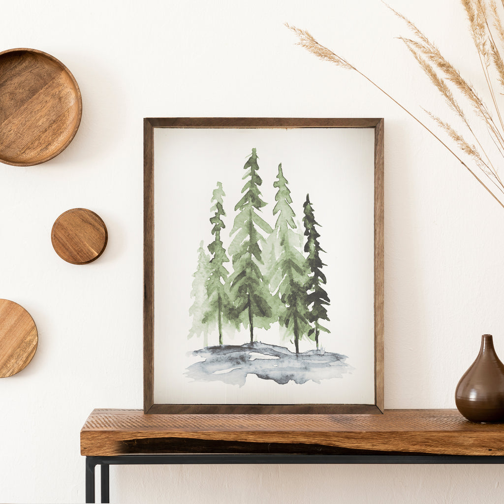 Watercolor Pines 16x20 / White