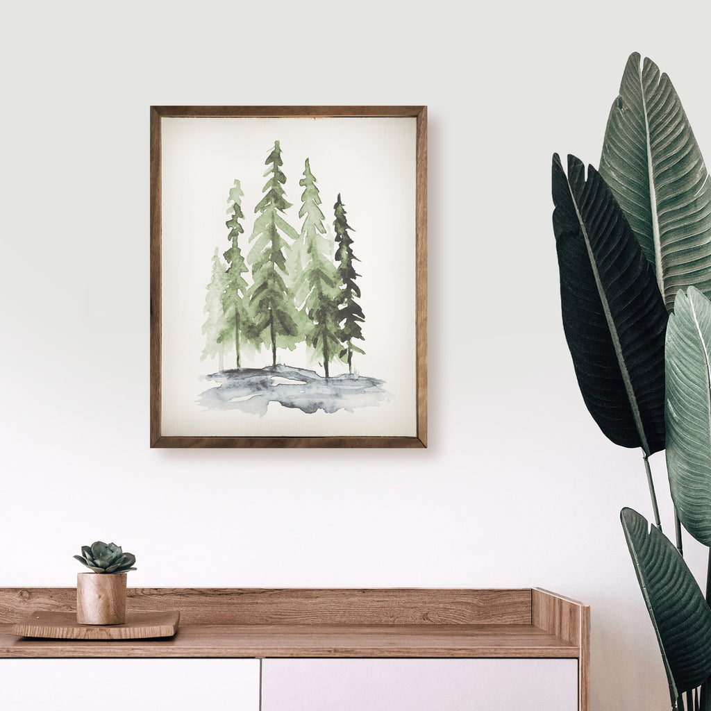 Watercolor Pines 16x20 / White