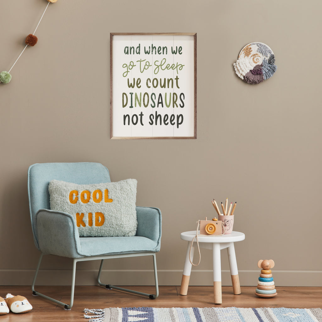 We Count Dinosaurs Not Sheep White 20x16 / White