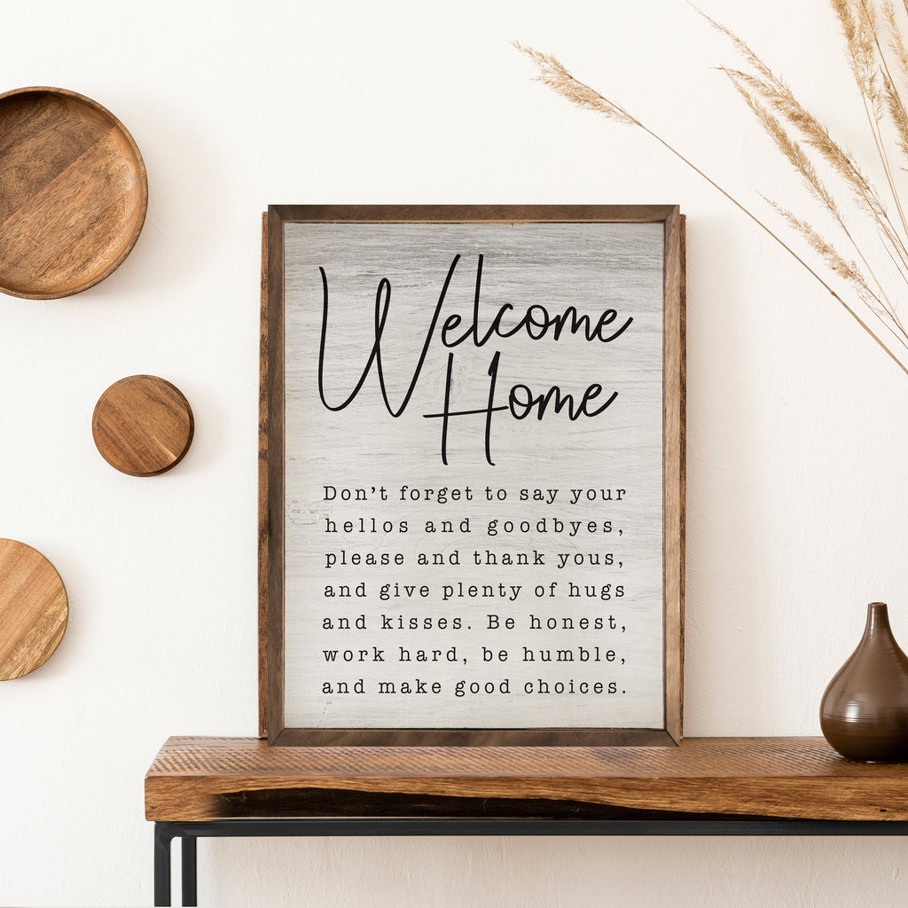 Welcome Home Don't Forget 16x20 / Whitewash
