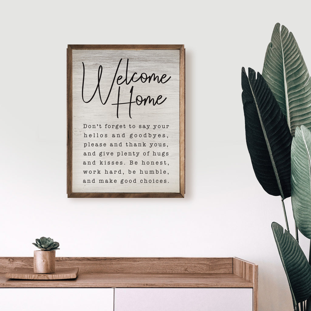 Welcome Home Don't Forget 16x20 / Whitewash
