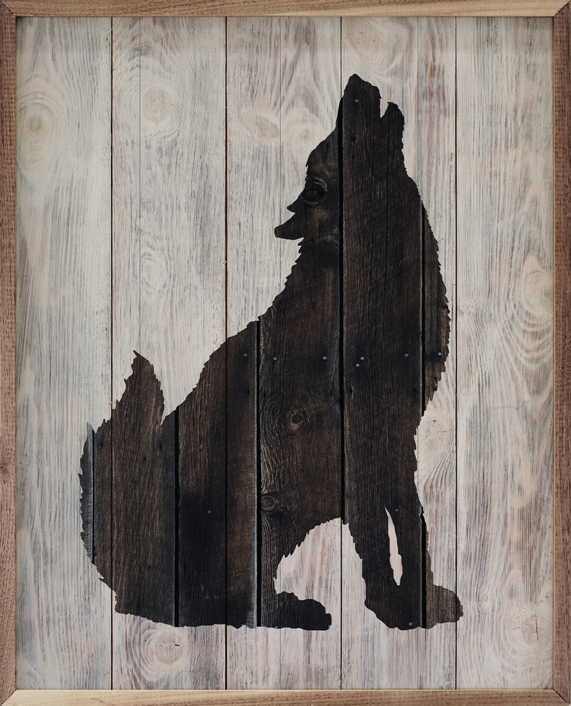 Wolf Silhouette 16x20 / White