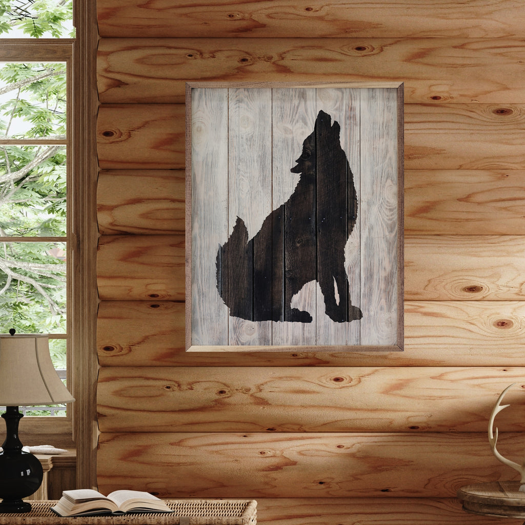 Wolf Silhouette 16x20 / White