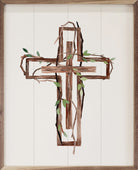 Wooden Cross Border With Greenery Vine 16x20 / White
