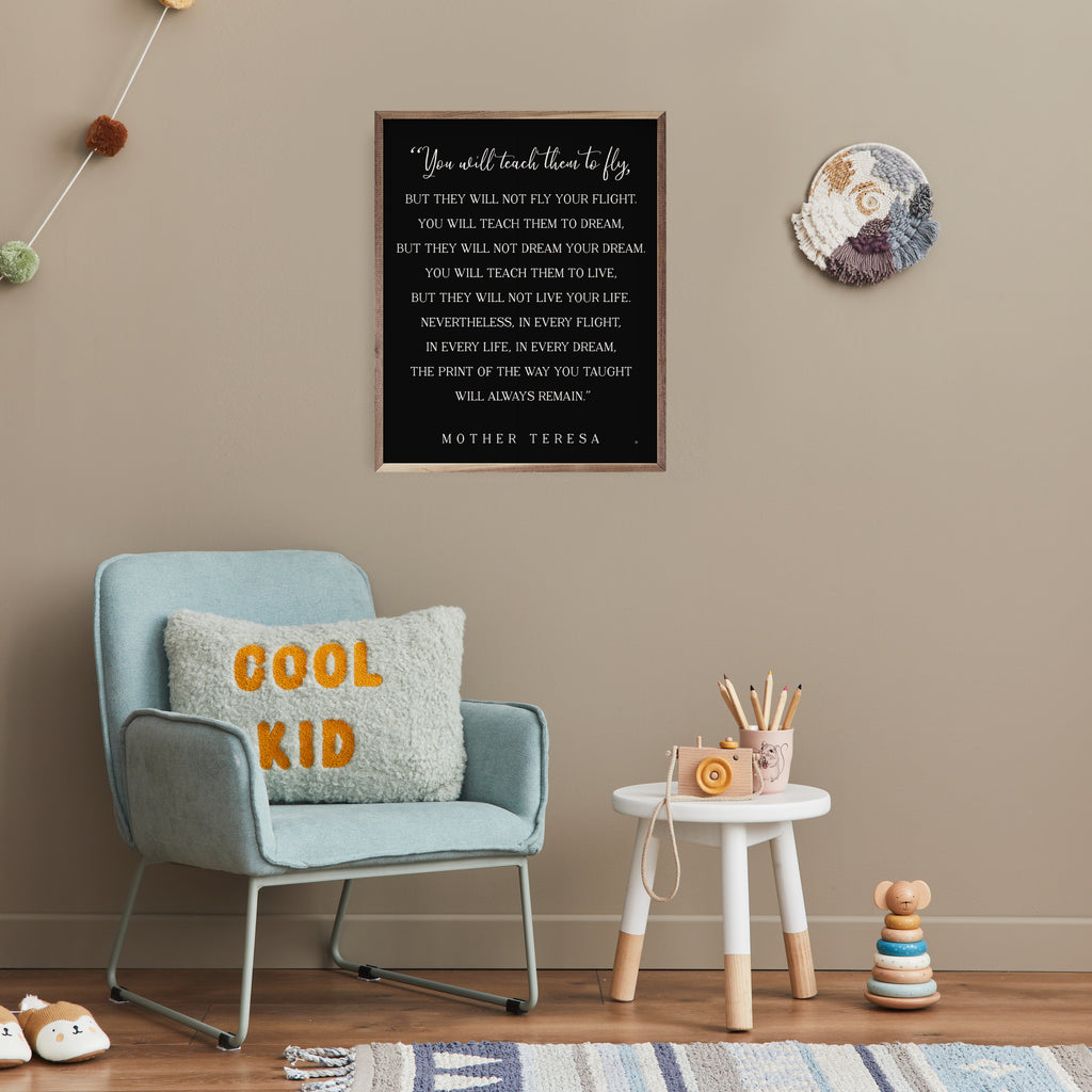 You Will Teach Them To Fly  Mother Teresa Black 16x20 / Black