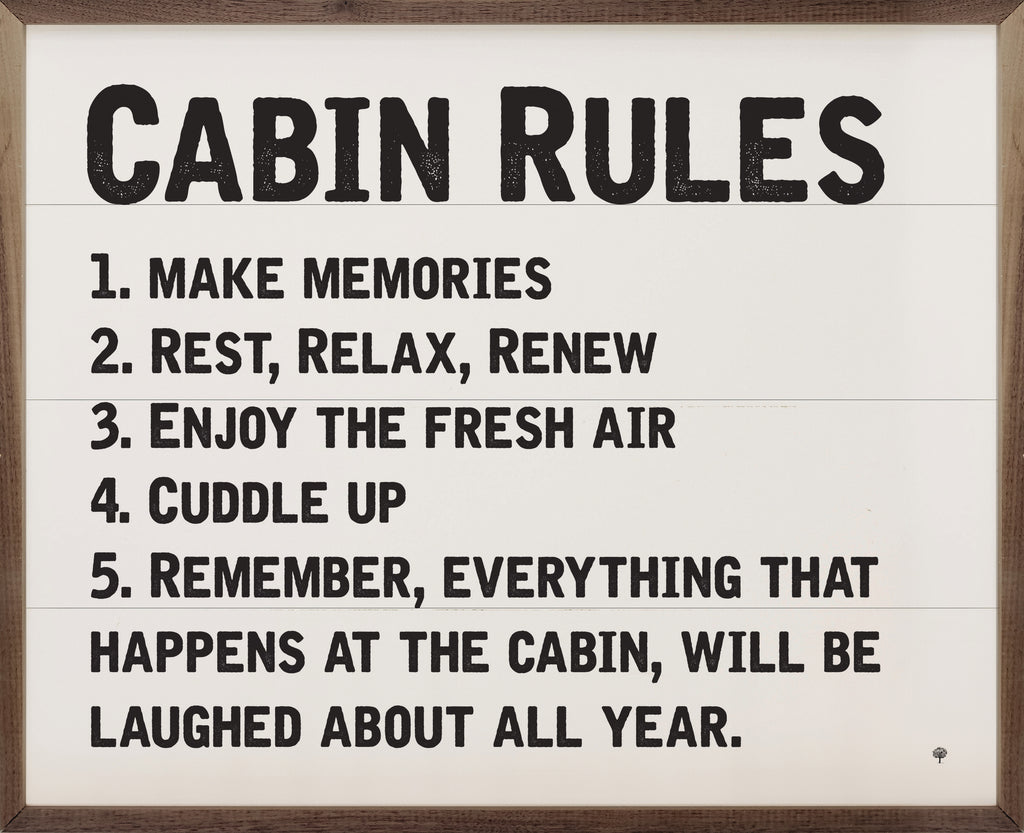 Cabin Rules White 20x16 / White