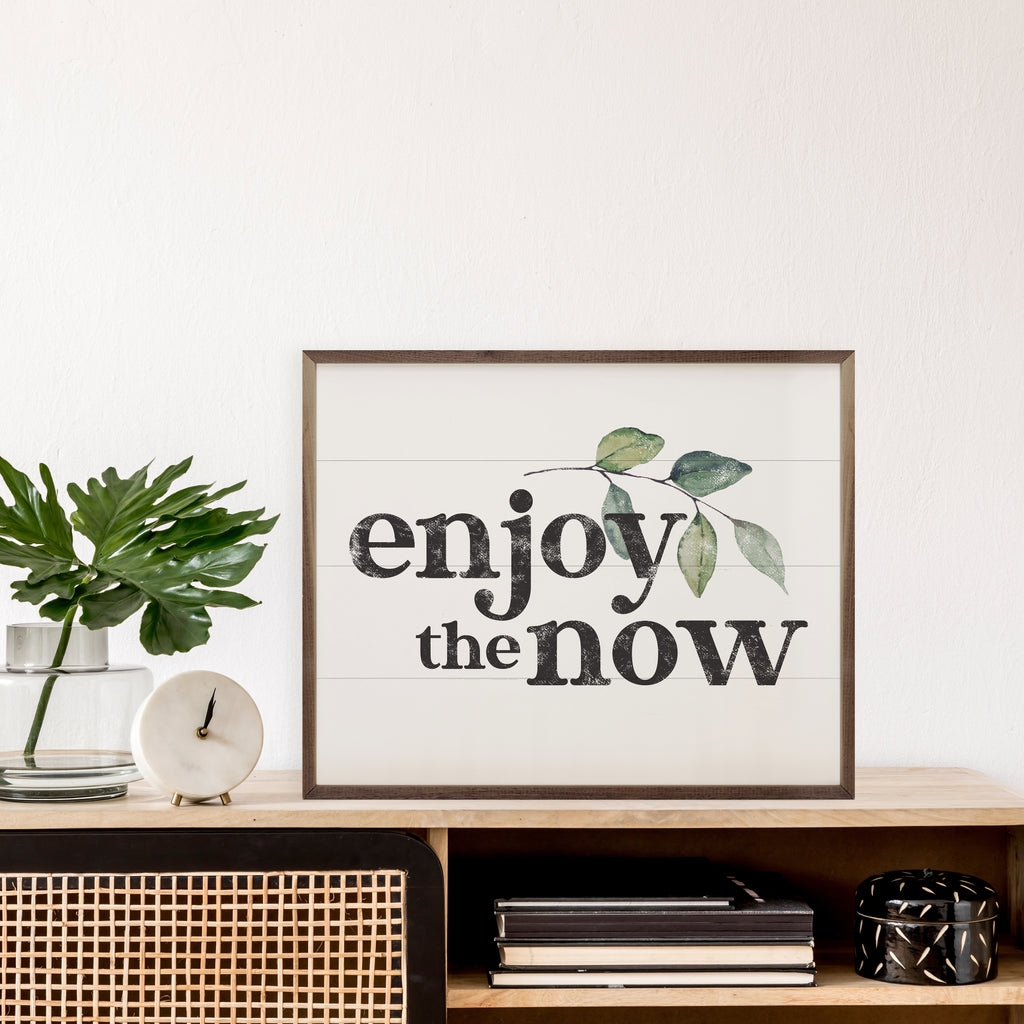 Enjoy The Now Greenery 20x16 / White