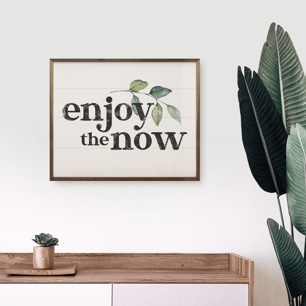 Enjoy The Now Greenery 20x16 / White
