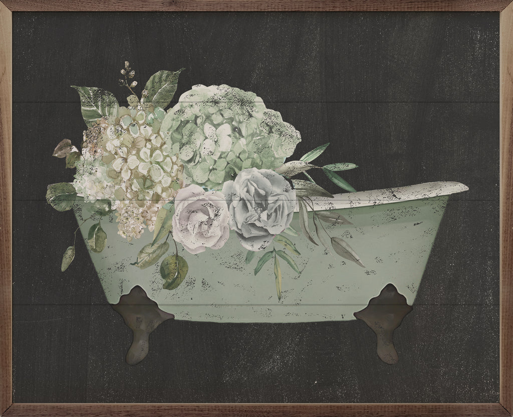 Flowers In Mint Tub Black 20x16 / Black