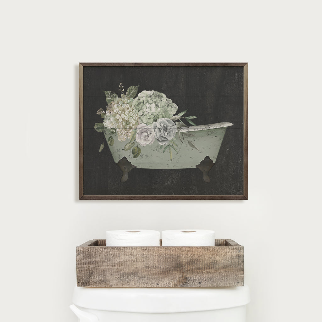 Flowers In Mint Tub Black 20x16 / Black