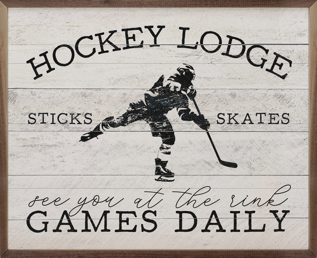 Hockey Lodge Whitewash 20x16 / Whitewash