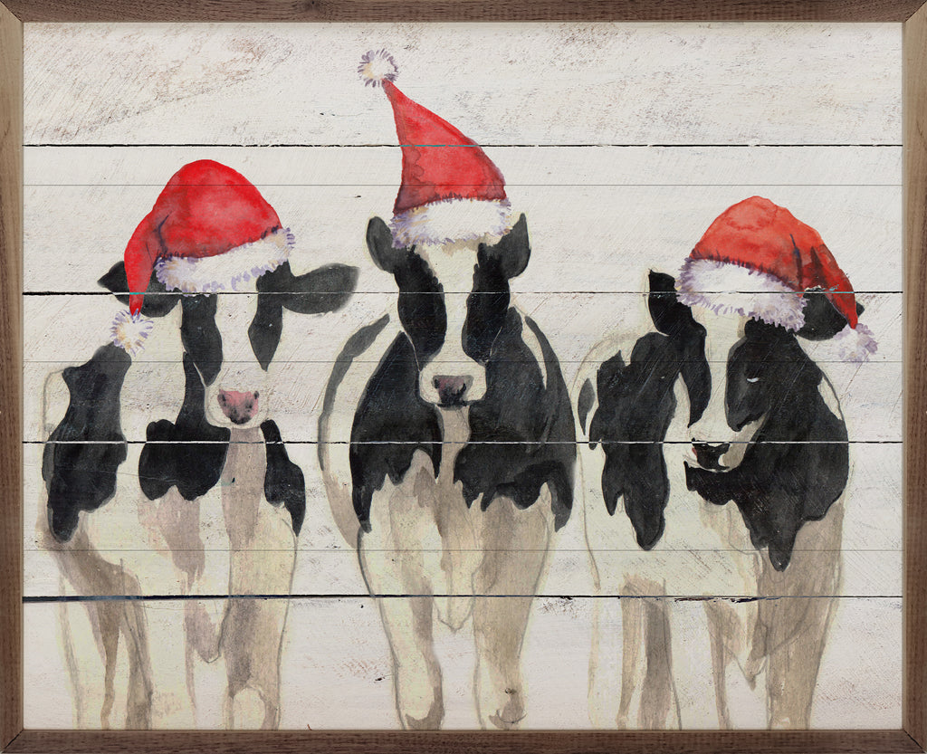 Three Christmas Cows 20x16 / Whitewash