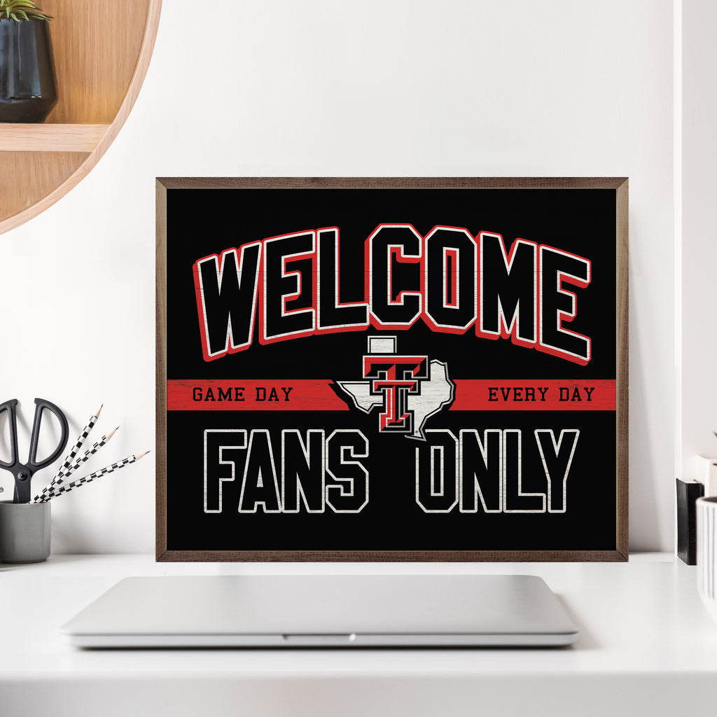 Welcome Fans Only Texas Tech 20x16 / Black