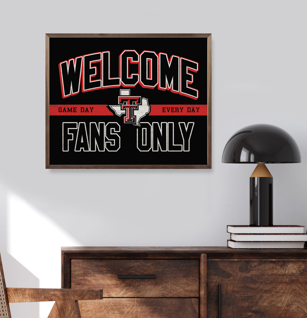 Welcome Fans Only Texas Tech 20x16 / Black