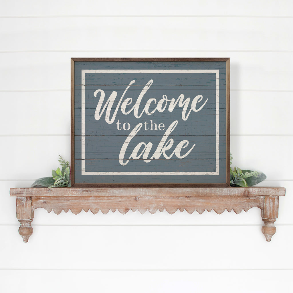 Welcome To The Lake Border Blue 20x16 / Blue