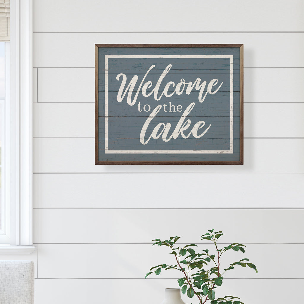 Welcome To The Lake Border Blue 20x16 / Blue