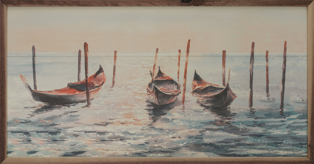 Boats At Shore 24x12 / Multi-Color