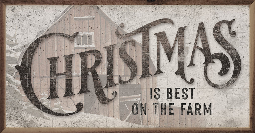 Christmas Is Best On The Farm Barn White 24x12 / Multi-Color