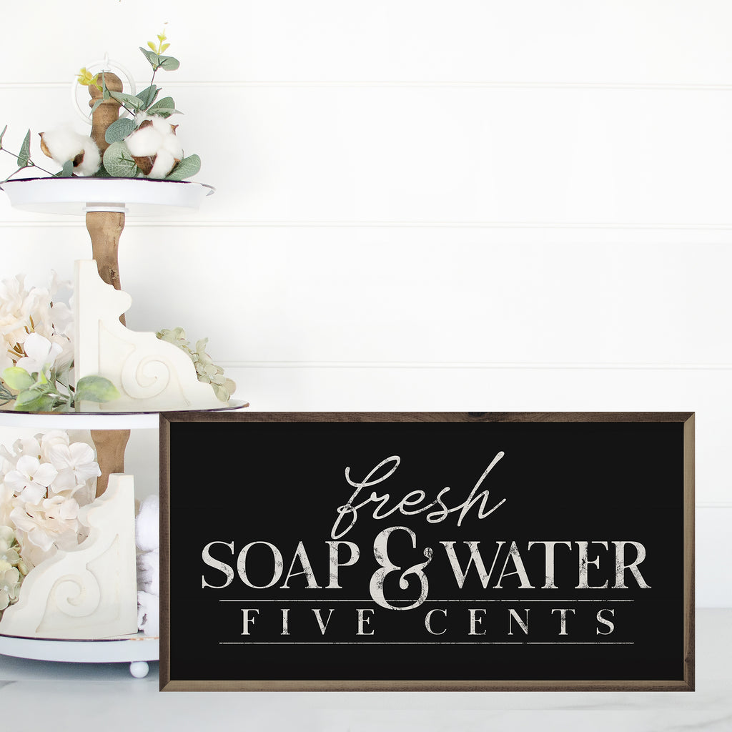 Fresh Soap And Water Five Cents Black 24x12 / Black