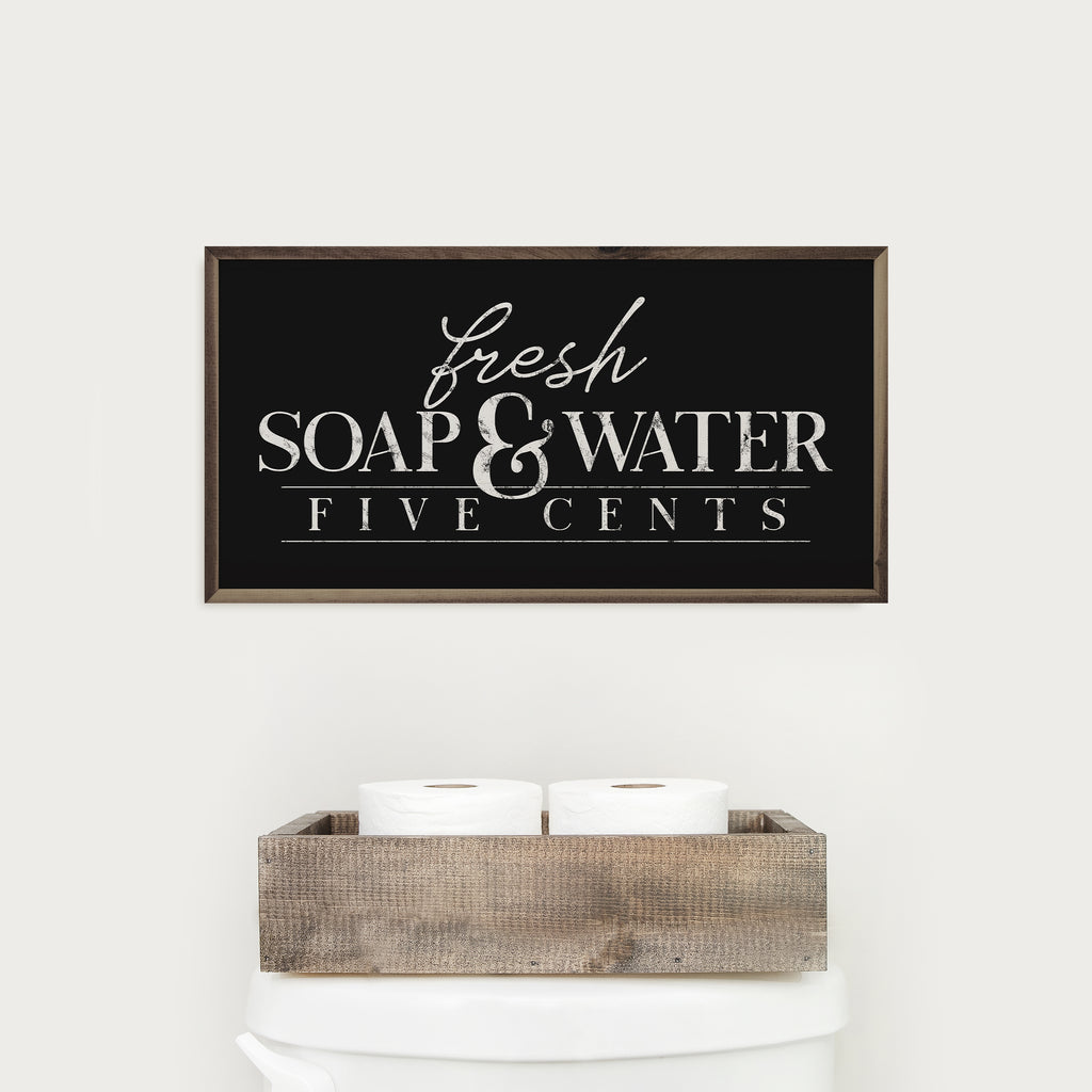 Fresh Soap And Water Five Cents Black 24x12 / Black