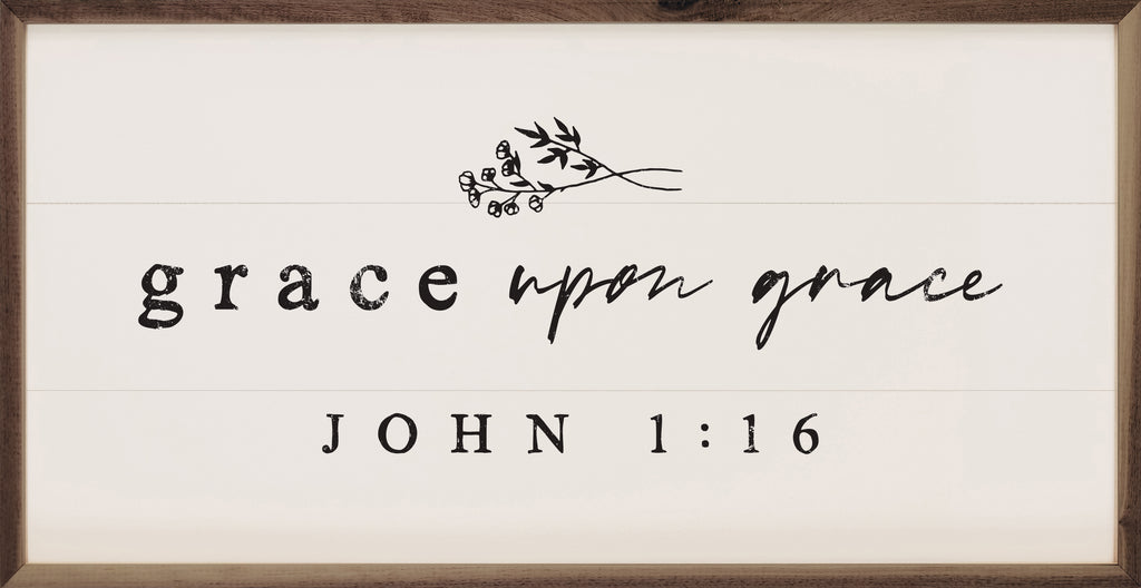 Grace Upon Grace John 1 16 Greenery White 24x12 / White
