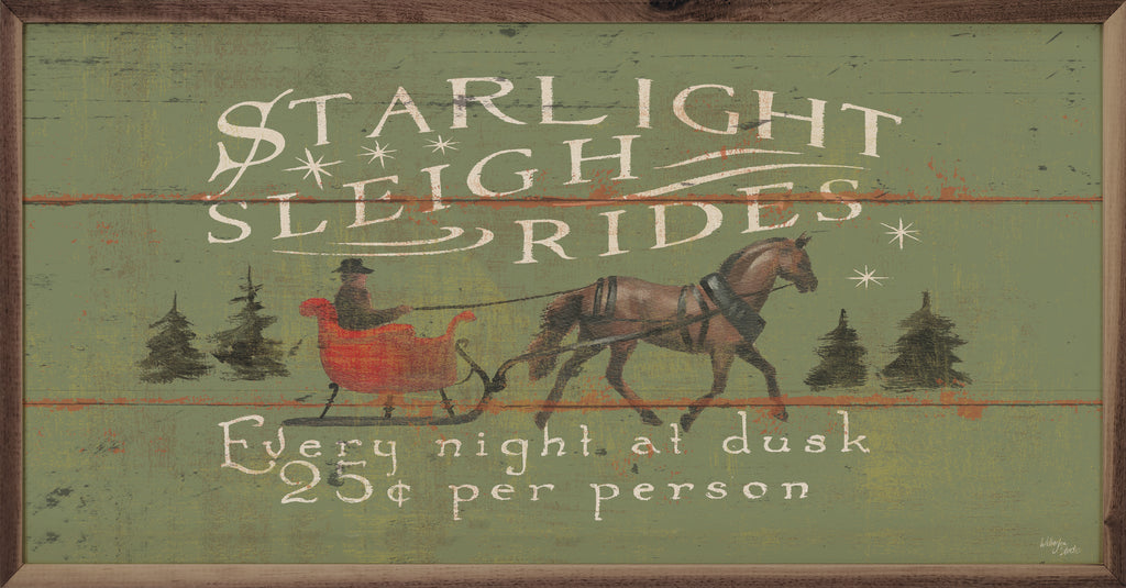Holiday Signs II Starlight Sleigh Rides By Wellington Studio 24x12 / Green