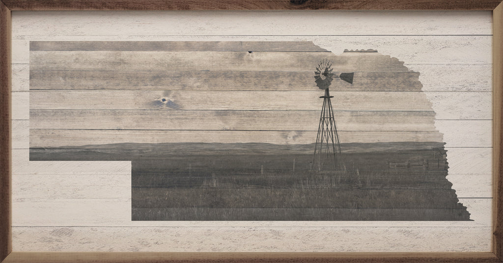 Nebraska Windmill 24x12 / Whitewash