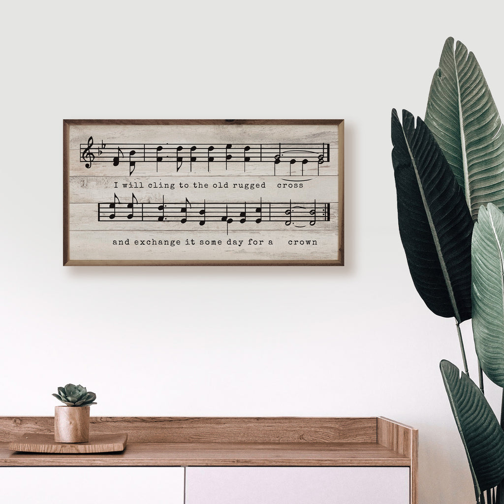 Old Rugged Cross Sheet Music Whitewash 24x12 / Whitewash