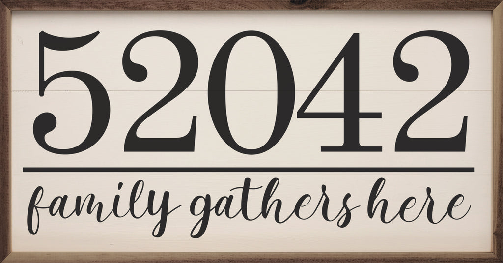 Personalized Zip Family Gathers Here White 24x12 / White