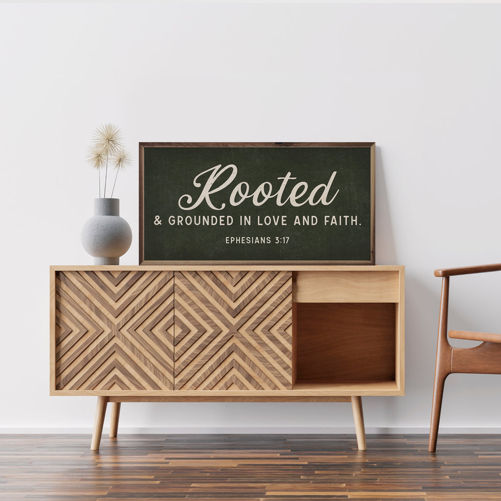 Rooted And Grounded Ephesians 3 17 Green 24x12 / Green