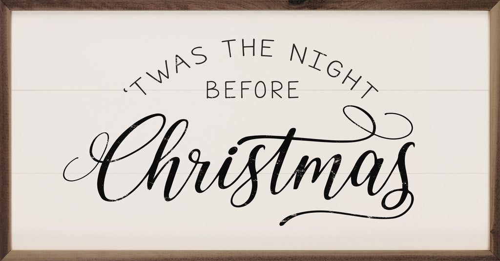 Twas The Night Before Christmas Black On White 24x12 / White