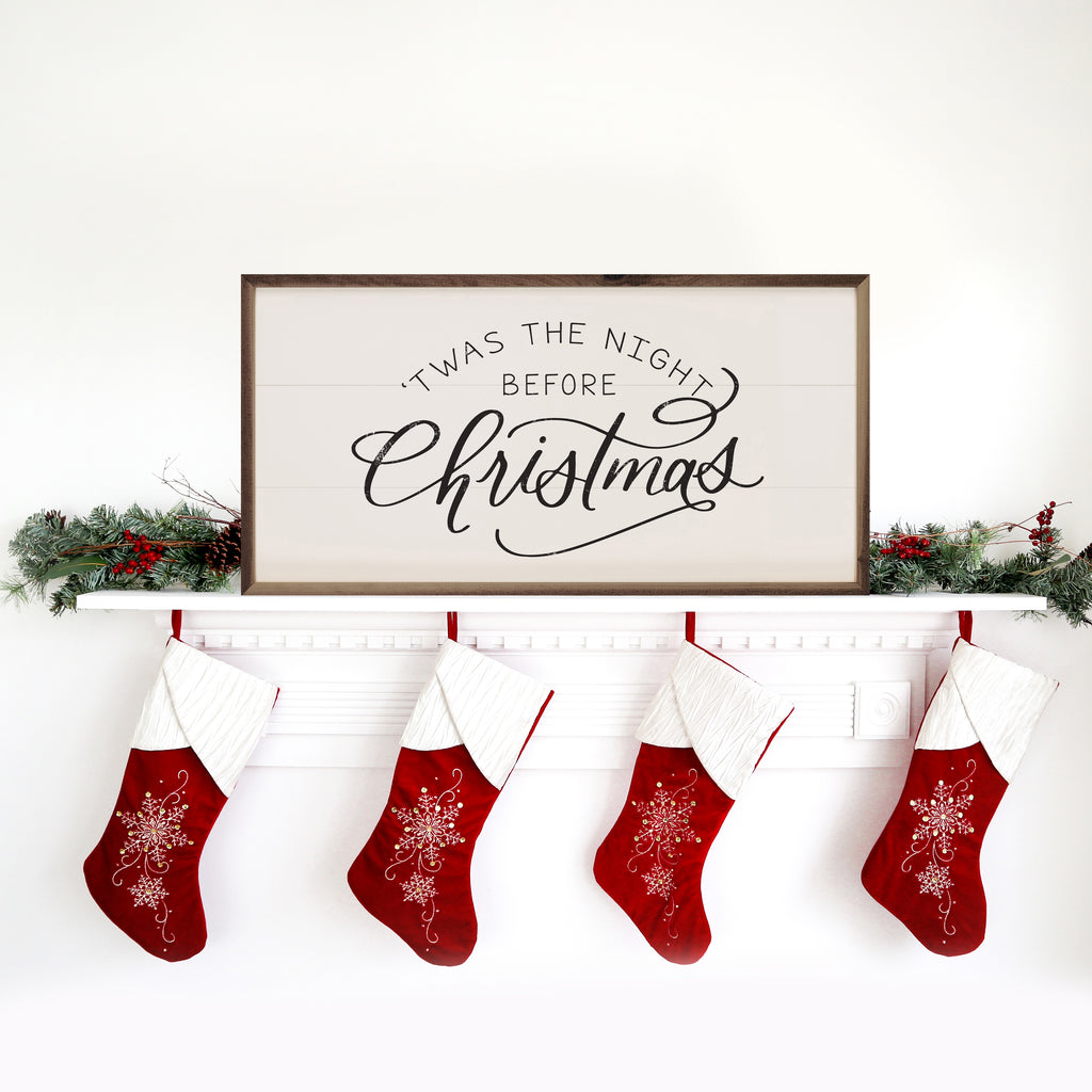 Twas The Night Before Christmas Black On White 24x12 / White