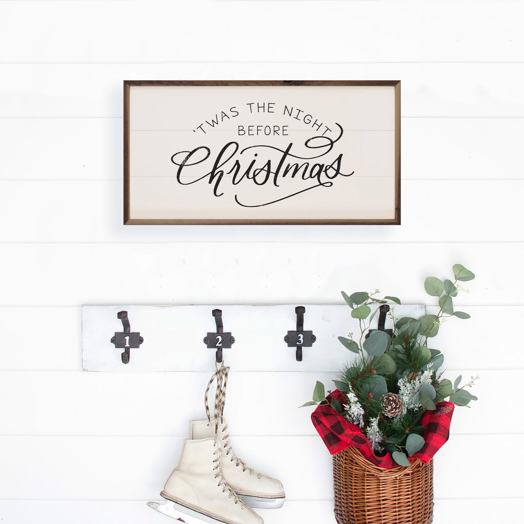 Twas The Night Before Christmas Black On White 24x12 / White