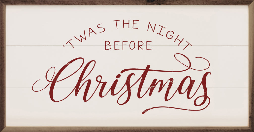 Twas The Night Before Christmas Red On White 24x12 / White