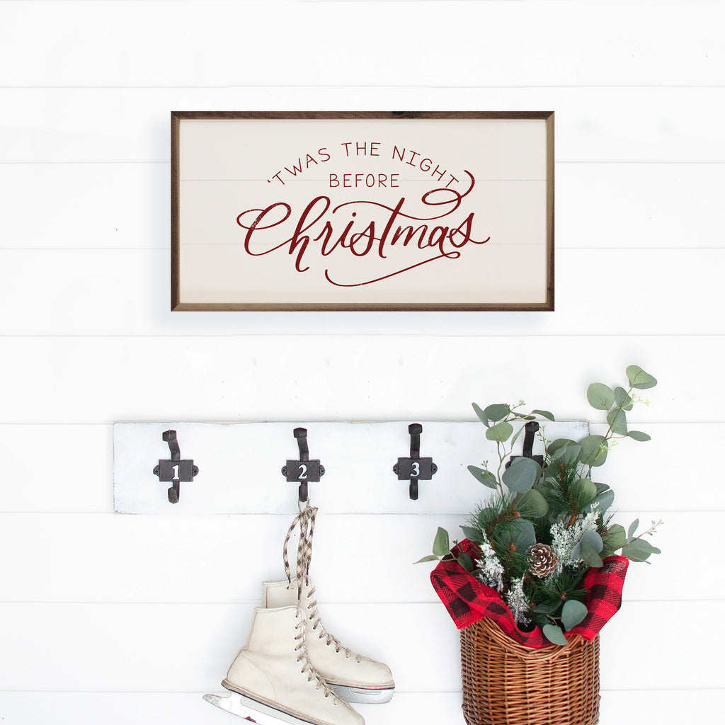 Twas The Night Before Christmas Red On White 24x12 / White