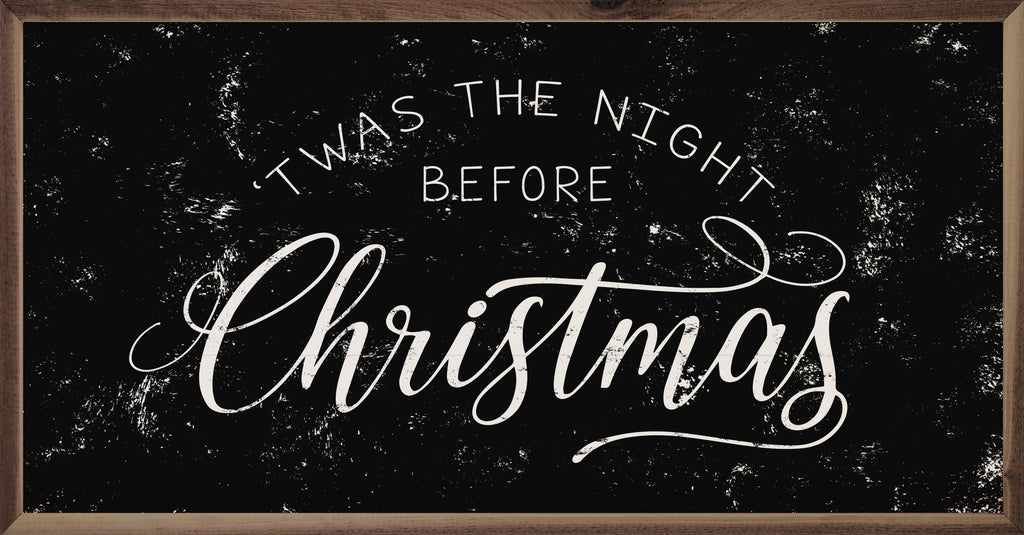 Twas The Night Before Christmas White On Black 24x12 / Black