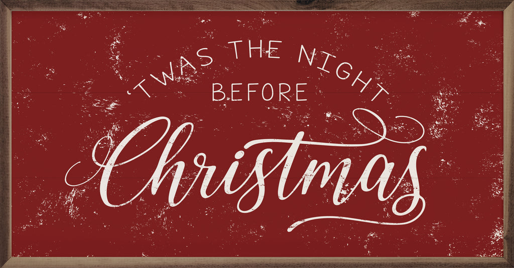 Twas The Night Before Christmas White On Red 24x12 / Red