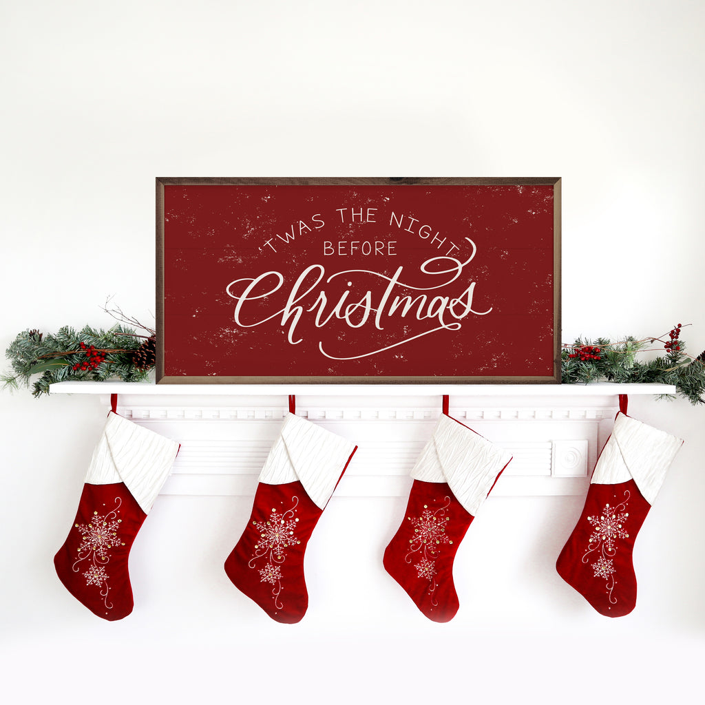 Twas The Night Before Christmas White On Red 24x12 / Red