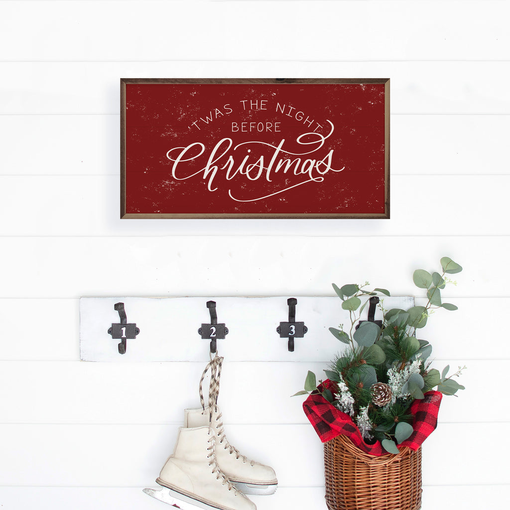 Twas The Night Before Christmas White On Red 24x12 / Red